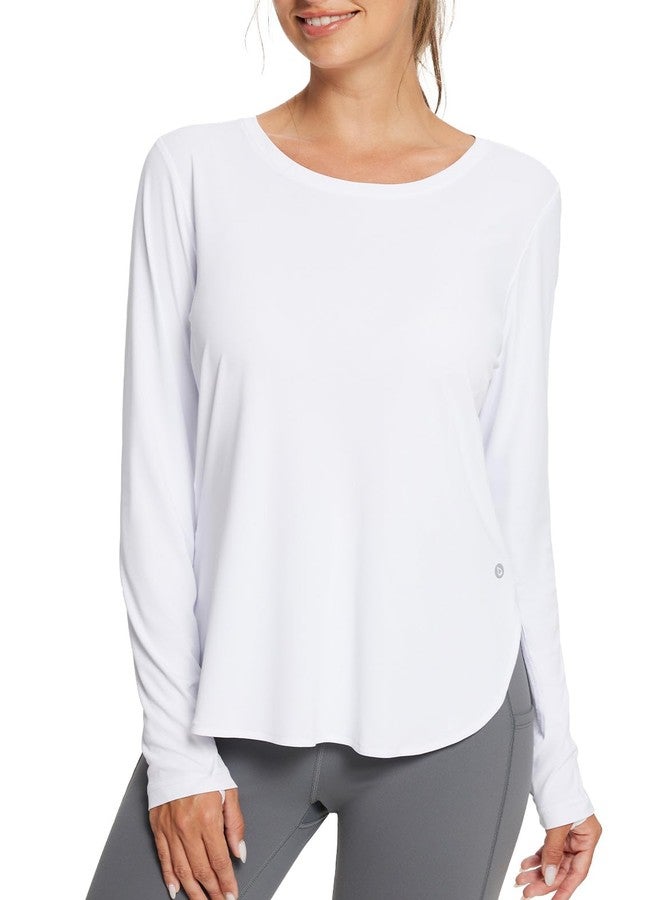 baleaf Women's Sun Shirts UPF 50+ Long Sleeve Hiking Tops Lightweight Quick Dry UV Protection Outdoor Clothing White M - Image 1